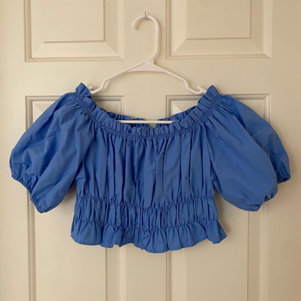 Zara Blue Poplin Top
